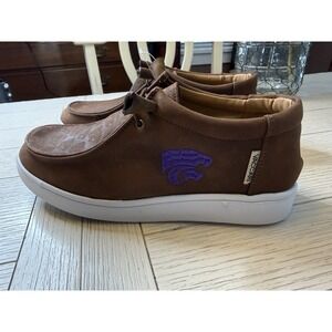 Vaccari NWT Women Handcrafted Leather Lace Up Hi Lo Shoes K‎ State Wildcats 8